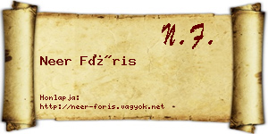 Neer Fóris névjegykártya
